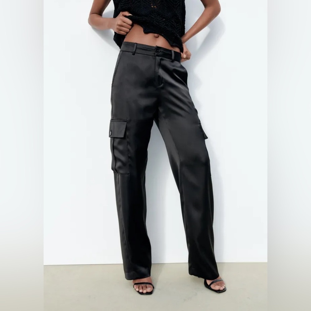 ZARA SATIN CARGO PANTS
